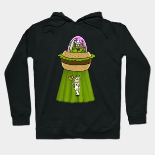 Go Vegan! Funny UFO Cow Abduction Hoodie